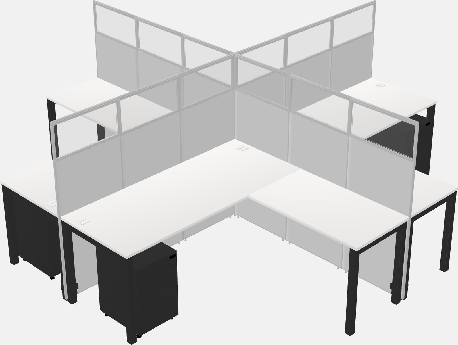 Cubículos compartidos en forma de l