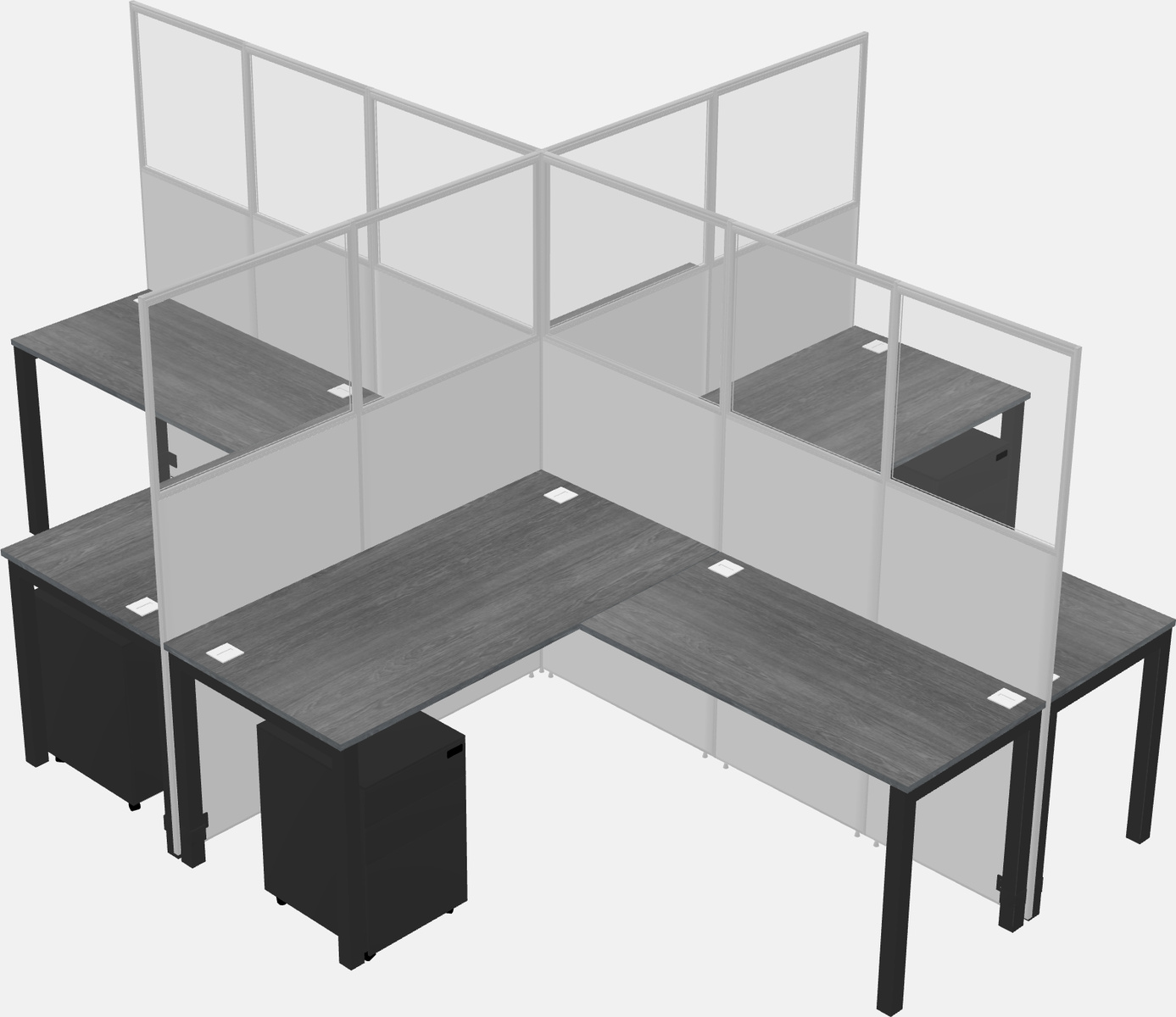 Cubículos compartidos en forma de l