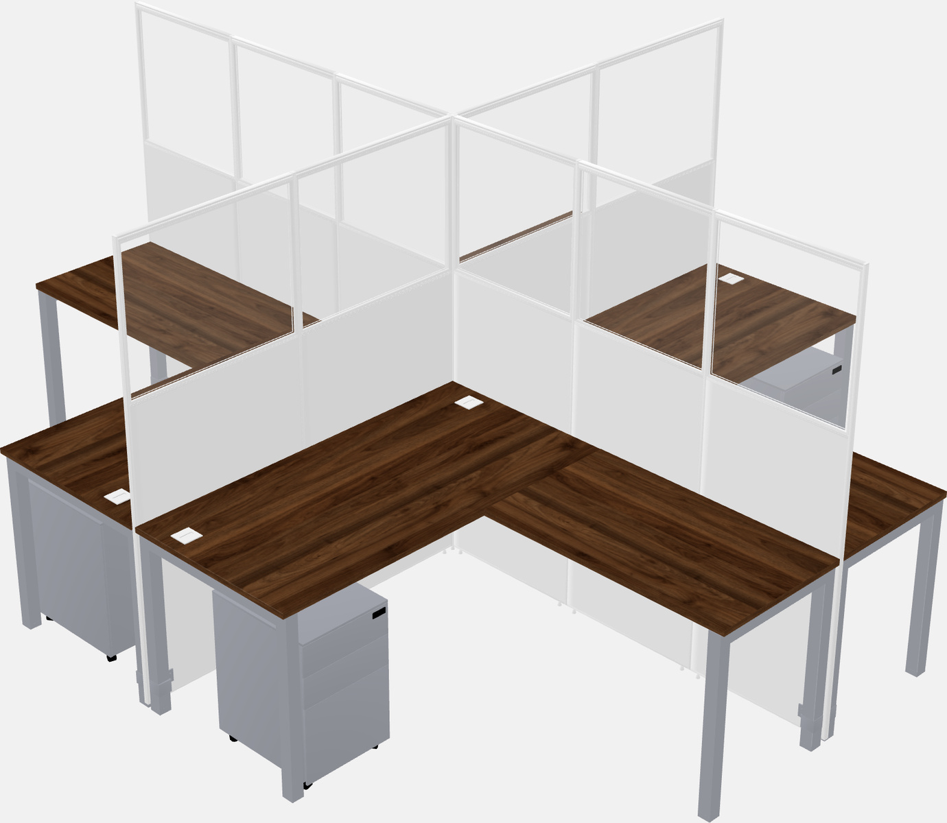 Cubículos compartidos en forma de l