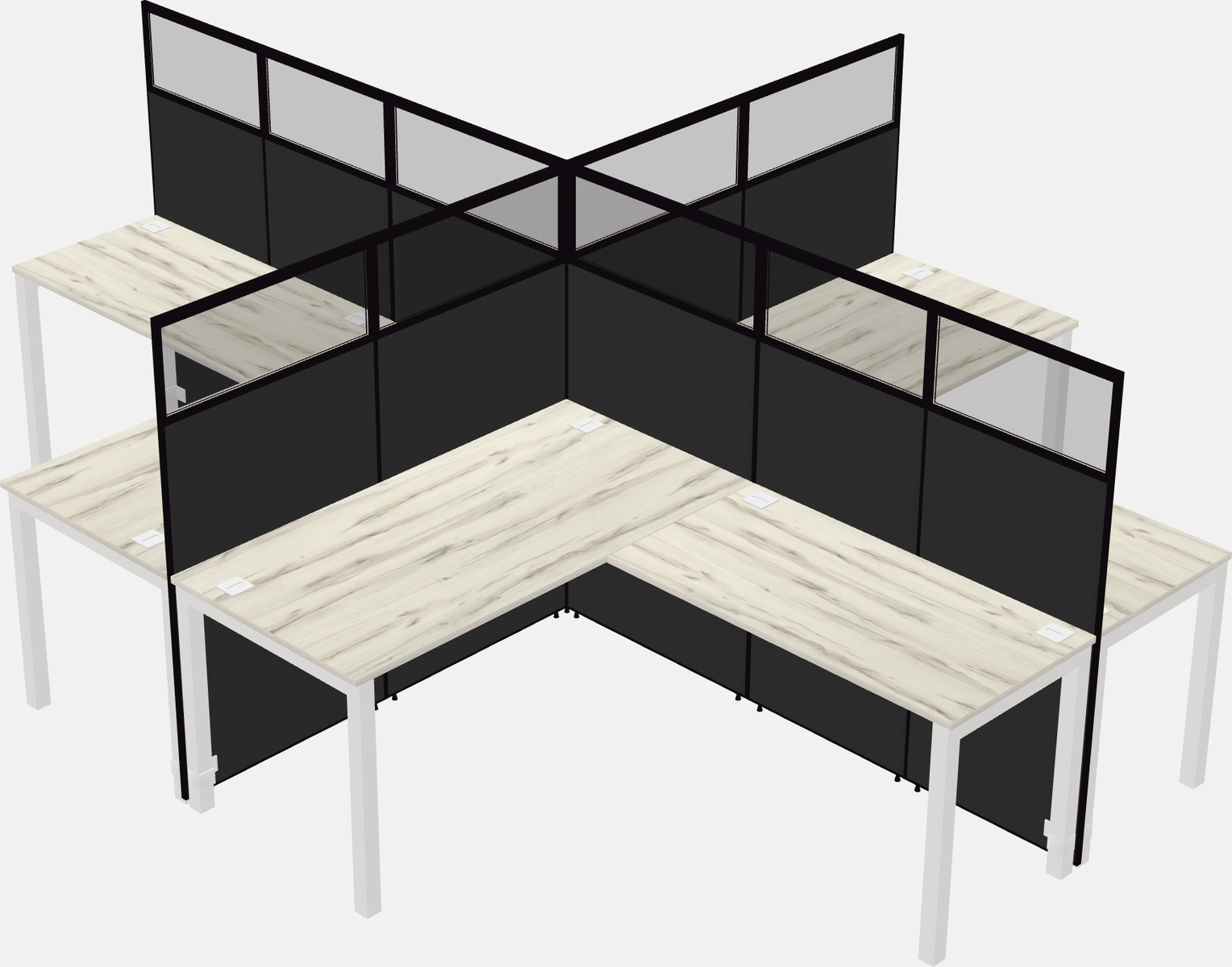 Shared l-shaped cubicles