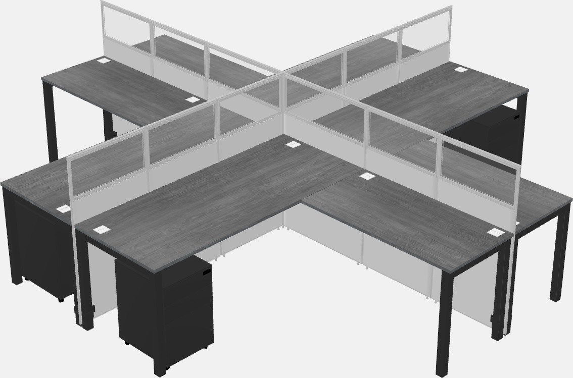 Cubículos compartidos en forma de l