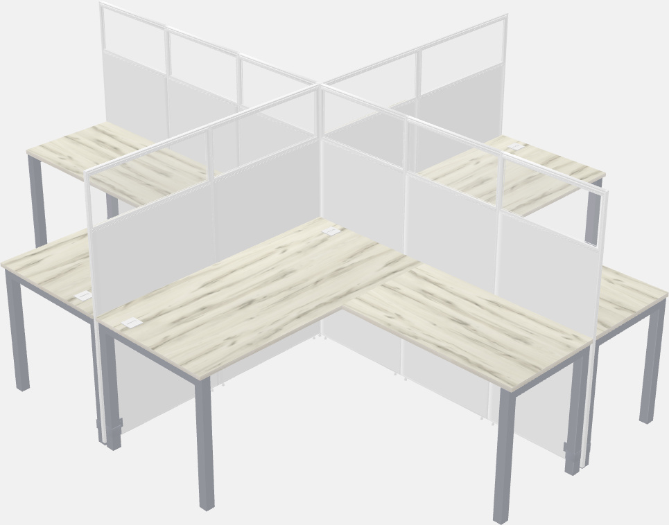 Cubículos compartidos en forma de l