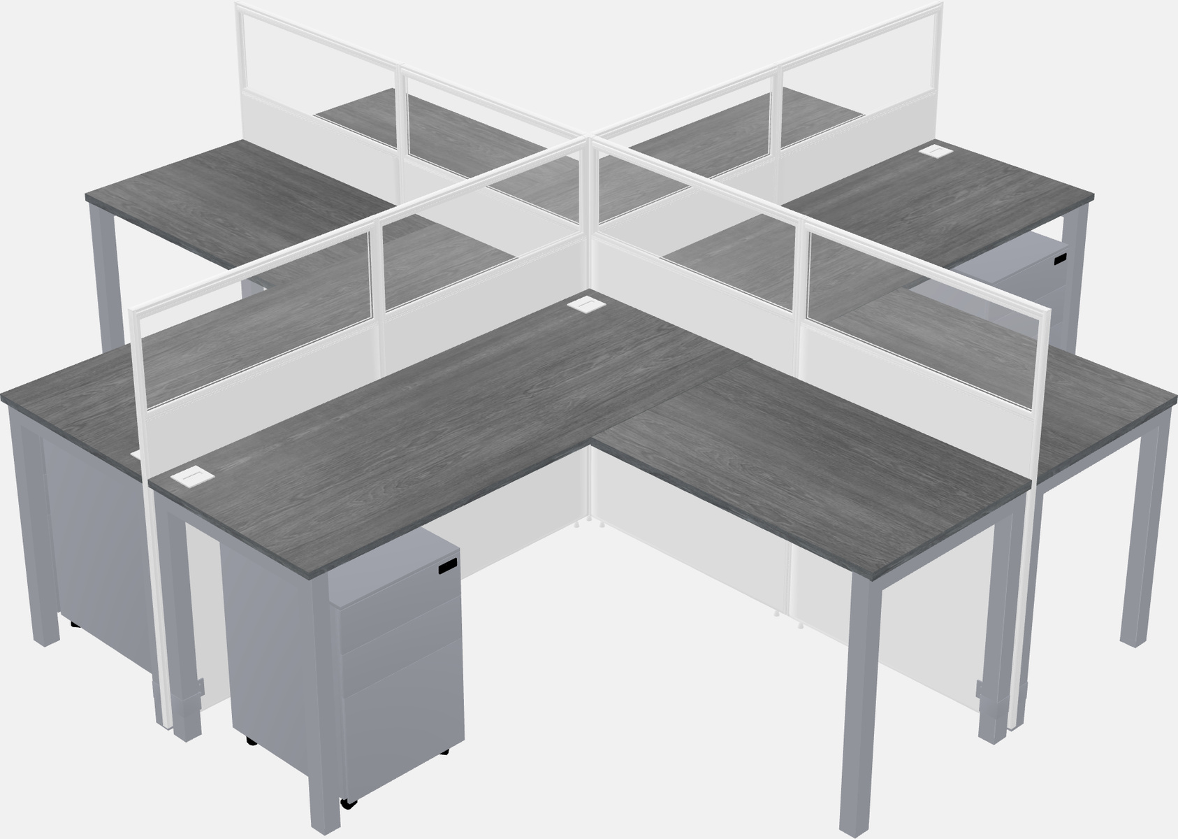 Shared l-shaped cubicles