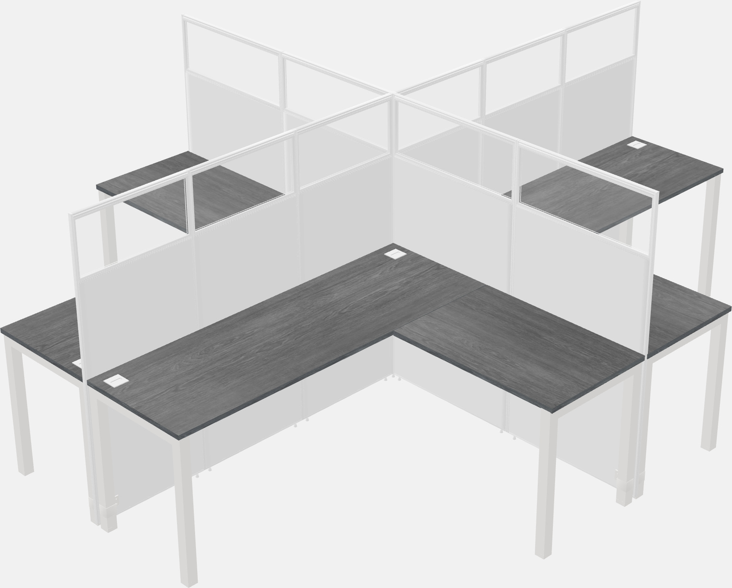 Shared l-shaped cubicles