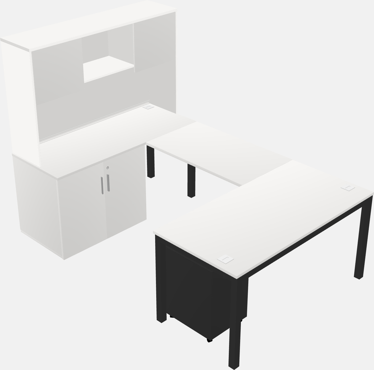 U-shaped desk + cabinet