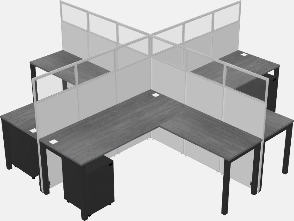 Cubículos compartidos en forma de l