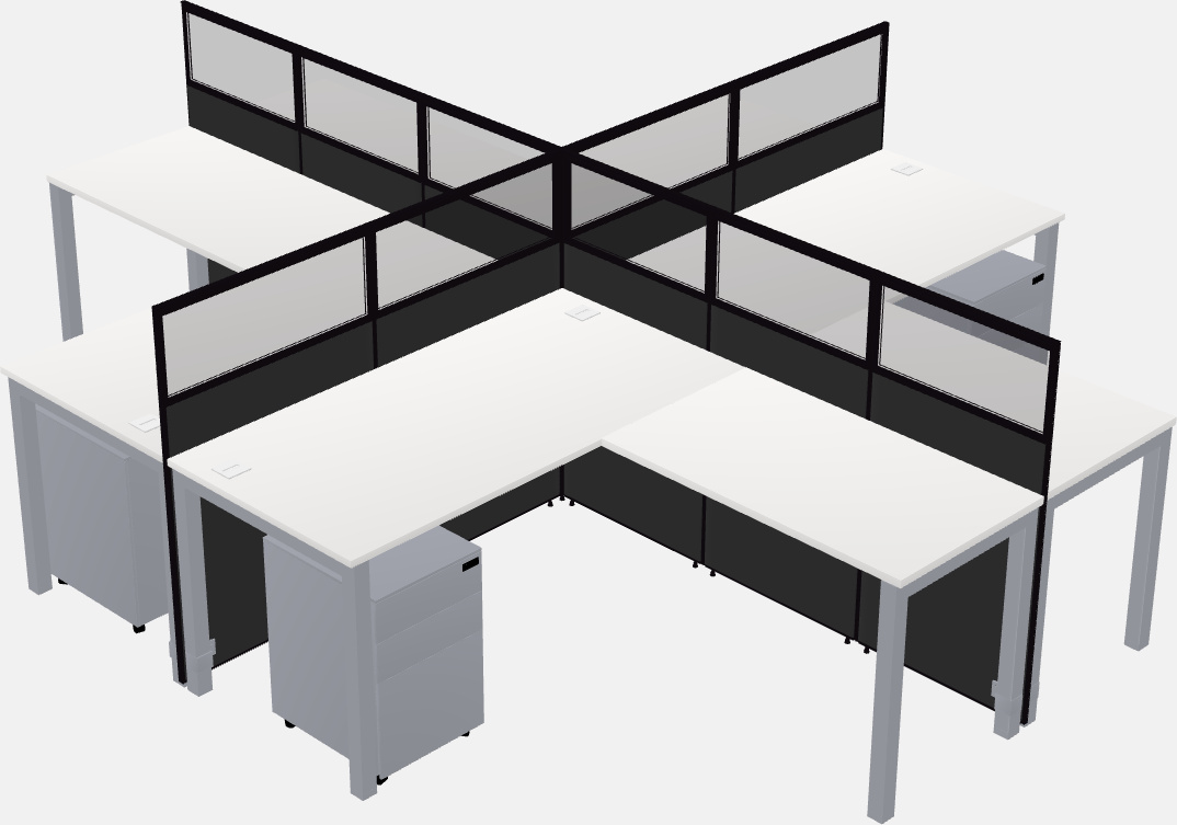 Shared l-shaped cubicles