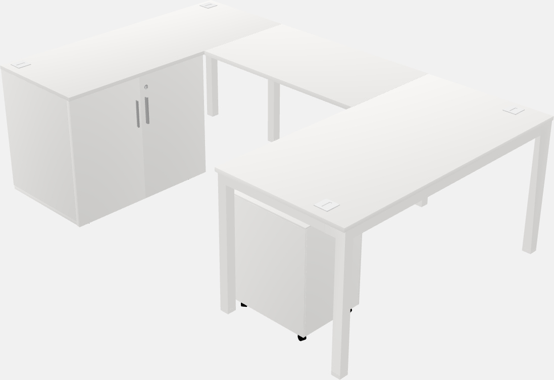 U-shaped desk + cabinet