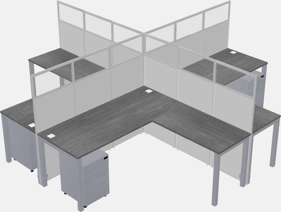 Cubículos compartidos en forma de l