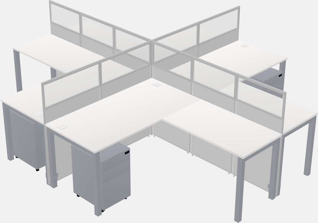 Cubículos compartidos en forma de l