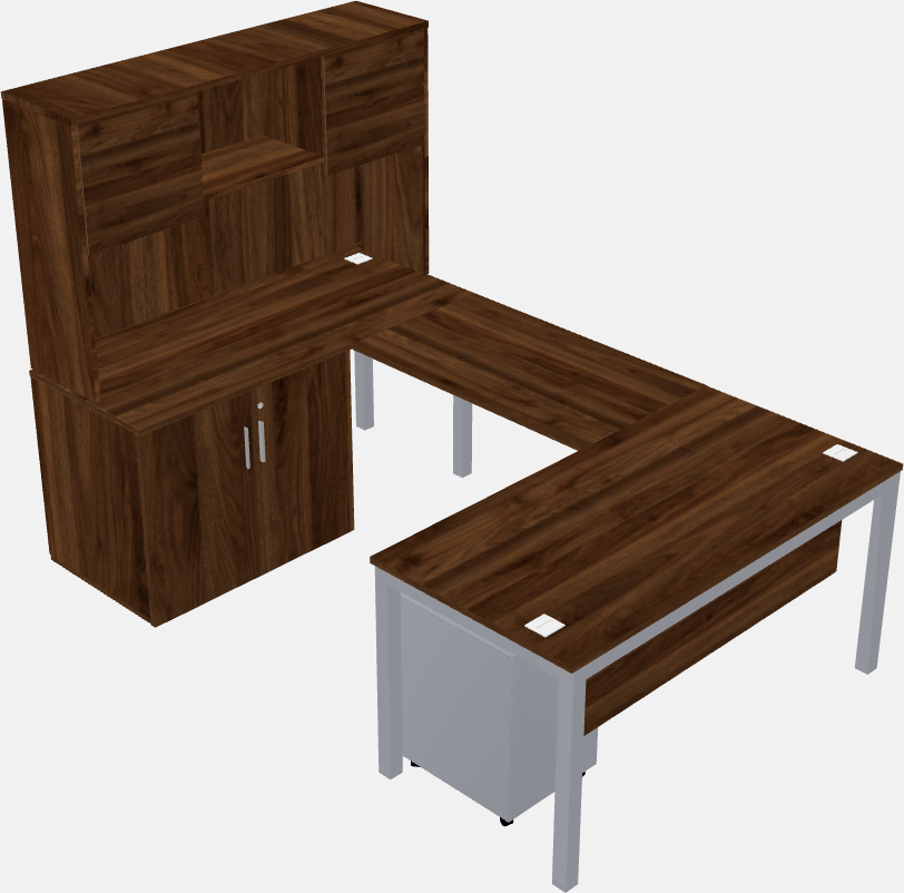 U-shaped desk + cabinet