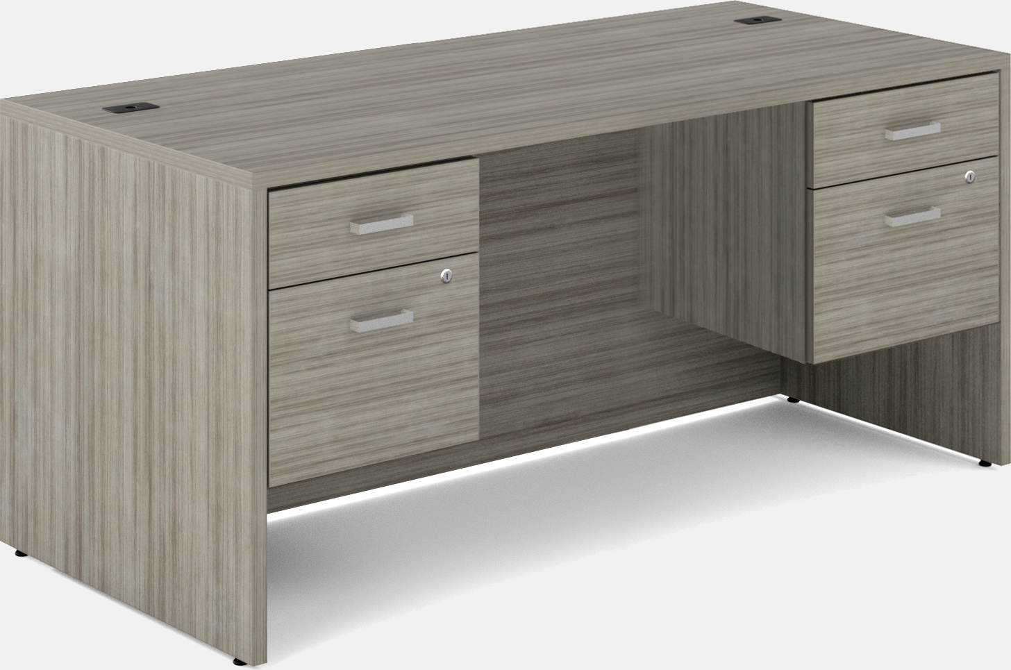 直式办公桌，带双底座