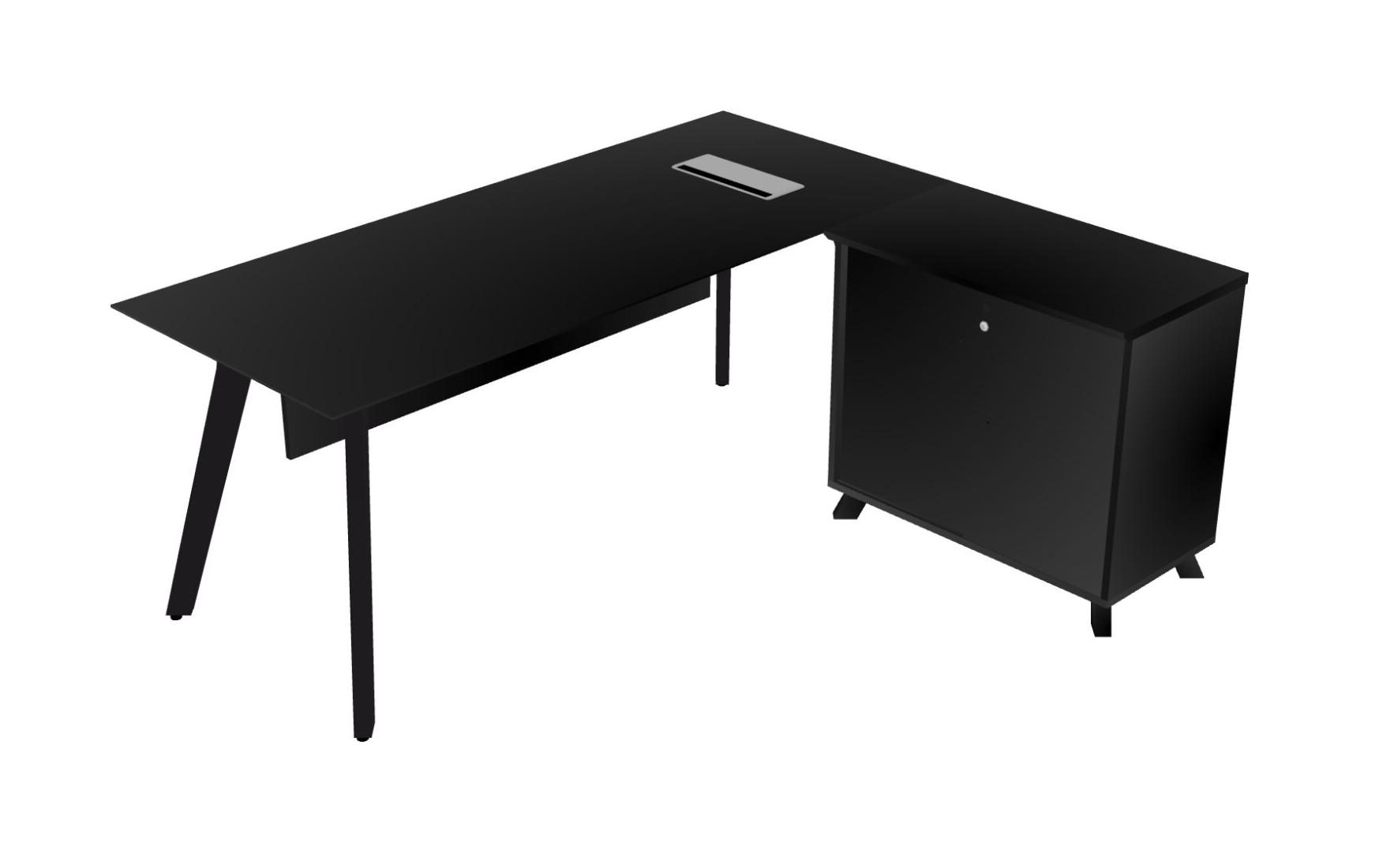 Slick Black Lshaped Office Desk With Officestock Modern