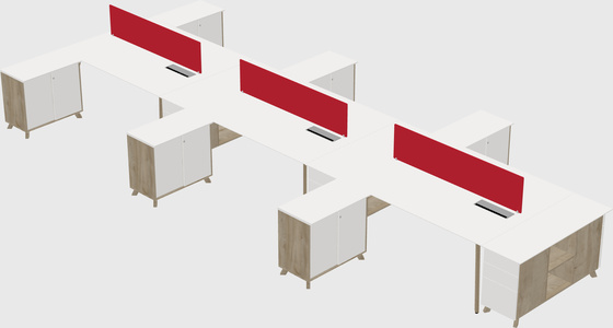 L-shaped shared desk