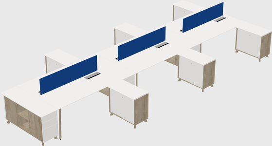L-shaped shared desk