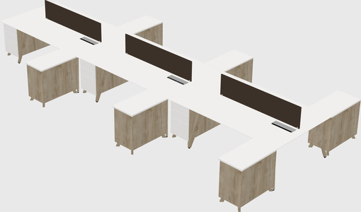 L-shaped shared desk