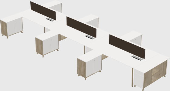 L-shaped shared desk