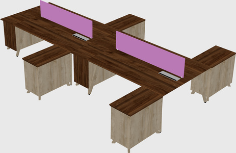L-shaped shared desk