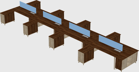 L-shaped shared desk