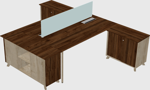 L-shaped shared desk