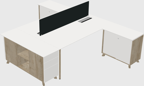 L-shaped shared desk