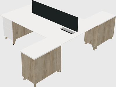 L-shaped shared desk
