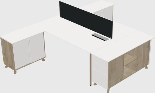 L-shaped shared desk