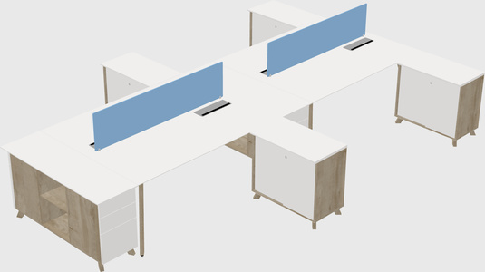 L-shaped shared desk