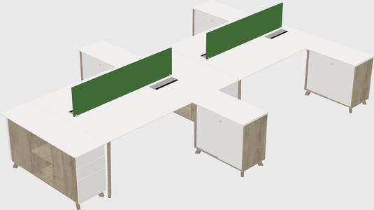 L-shaped shared desk