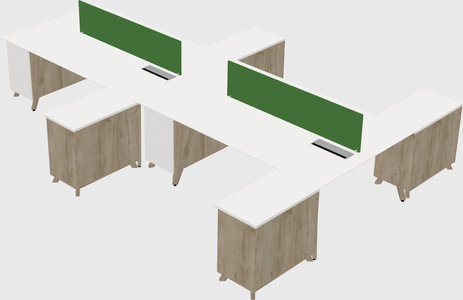 L-shaped shared desk