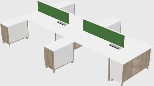 L-shaped shared desk