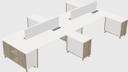 L-shaped shared desk