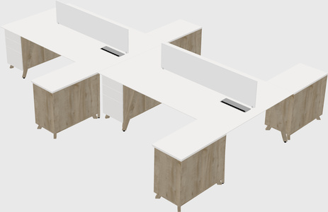 L-shaped shared desk