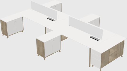 L-shaped shared desk