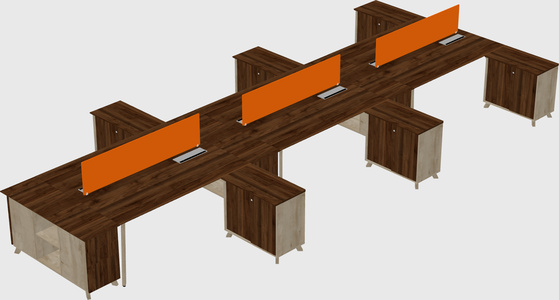 L-shaped shared desk