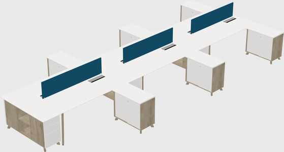 L-shaped shared desk