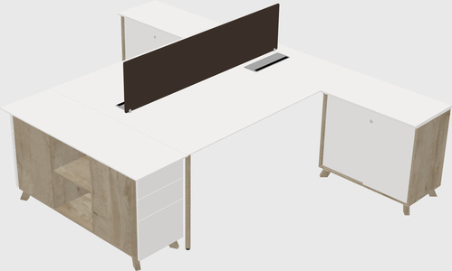 L-shaped shared desk