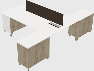 L-shaped shared desk