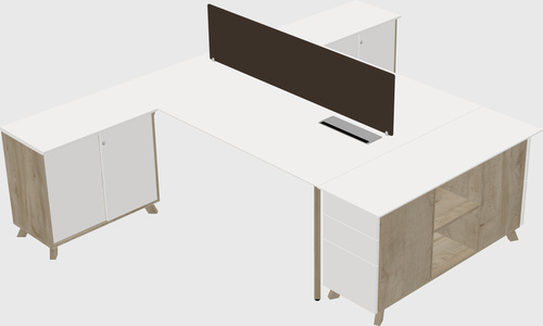 L-shaped shared desk