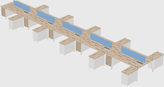 L-shaped shared desk