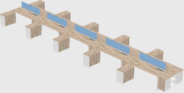 L-shaped shared desk