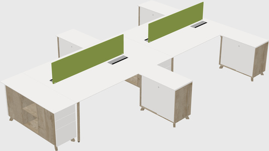 L-shaped shared desk