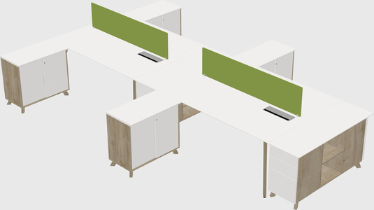 L-shaped shared desk