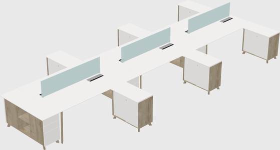 L-shaped shared desk