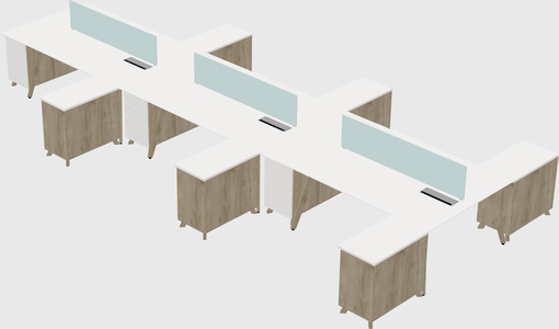 L-shaped shared desk