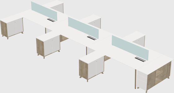 L-shaped shared desk