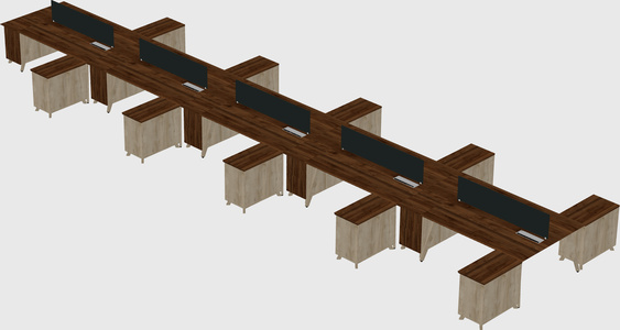 L-shaped shared desk