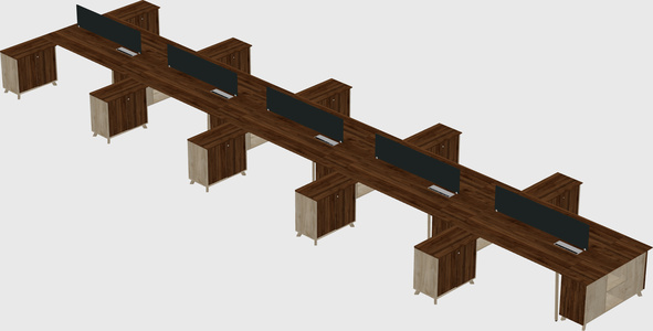 L-shaped shared desk