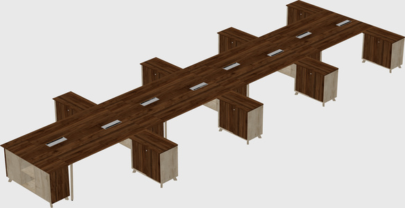 L-shaped shared desk