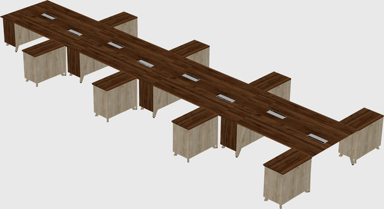 L-shaped shared desk